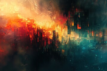 Obraz premium abstract digital storm of pixels