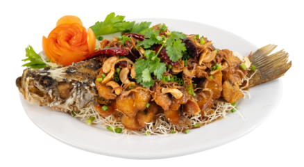 Thai Fried Whole Fish with Sweet, Sour, and Spicy Sauce (Pla Sam Rod)