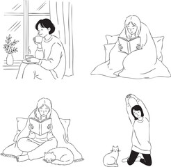 Work Life Balance Leisure Doodle Illustration Art