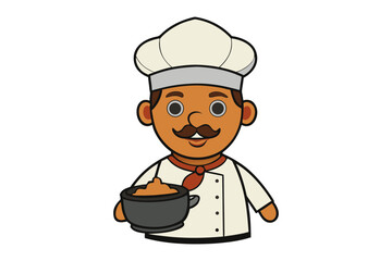 Chef with his Delicious Dish: A culinary artist presents a freshly cooked dish, wearing a chef's hat and jacket, symbolizing expertise and the art of gastronomy