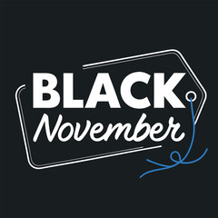Black november sale event graphic with white text and blue accent
