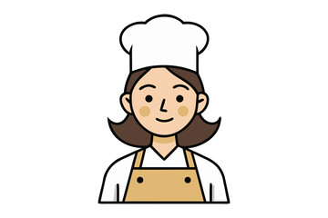 Female Chef Cartoon: A cartoon illustration of a friendly female chef wearing a chef's hat and apron.