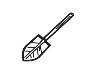 Shovel and Leaf Symbol in Detailed 2D Vector Style  