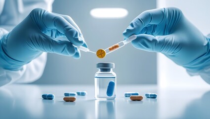 Gloved hands carefully holding a medical object—symbolizing control, quality, and precision in modern medicine. Clean background and lighting convey trust, care, and professional perfection