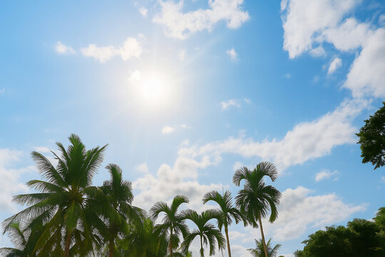 Clear Sky Under the Shade of Coconut Trees