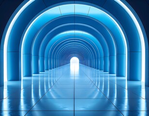 Futuristic blue arch tunnel