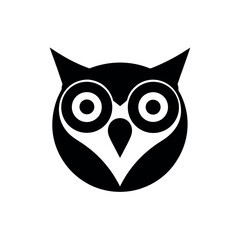 Owl Face with Big Eyes Logo Icon Vector Illustration