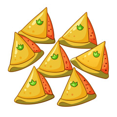 Cartoon Quesadilla Slices with Green Garnish A Colorful and Appetizing Illustration of Mexican Food Perfect for Menus Recipes or Educational Materials on Cuisine and Healthy