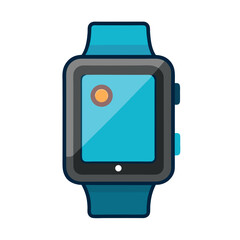 Illustration of a Smartwatch with a Blue Band and Screen Displaying a Circle Set Against a White Background Perfect for Technology or Wearable Device Related