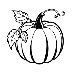 black and white stylized pumpkin illustration