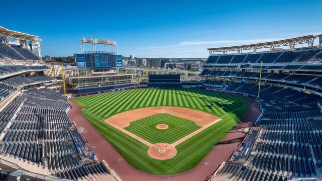 Stunning Aerial View of a Baseball Stadium on a Sunny Day Capturing the Grandeur