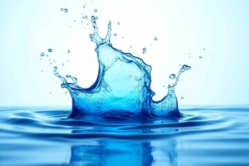 Blue water splash. Water wave. Natural power and coastal beauty. Nature background for advertisement