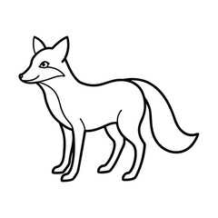 black outline silhouette of fox vector illustration 