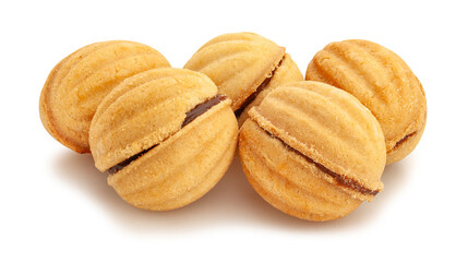 walnut shaped cookies path isolated on white