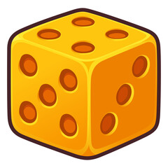 Cartoon Dice Icon – Yellow Game Die Illustration