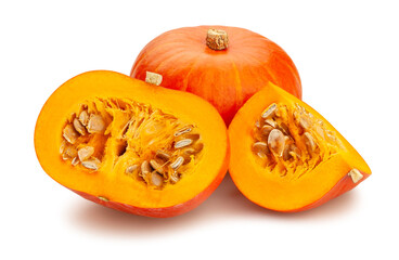 sliced kuri squash path isolated on white