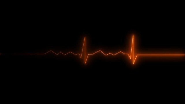 Glowing neon heartbeat pulse line animation. Neon heartbeat monitor ekg line animation. Medical laboratory concept