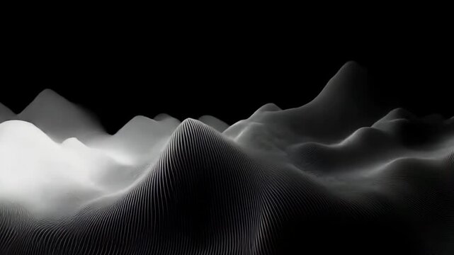 Silver Line Flow on Black &ndash; Ultra HD Abstract Desert Landscape with Strobing Techno Rave Visuals, Zooming-In Illusion, and Beat-Synced Lighting for 8K Motion