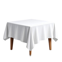 Minimalist Vector Clipart of White Tablecloth on Table, Transparent Background