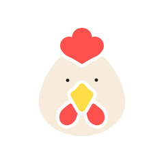Rooster icon. Farm animal color fill symbol. Vector illustration. Editable stroke. Flat design. Isolated on a transparent png background.