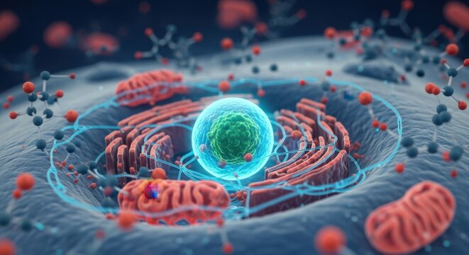 Vibrant imagery of essential organelle supporting cell vitality through complex chemical reactions.
