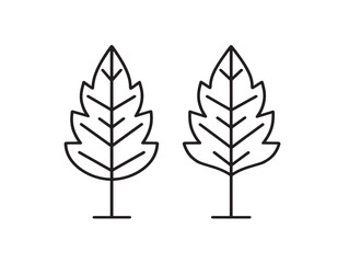 Tree and Leaf Combo Icon in Linear Vector Style  