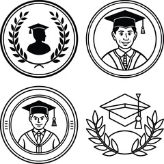 Continuous Line Drawing of Graduation Icon. Hand Drawn Symbol Vector Illustration.
