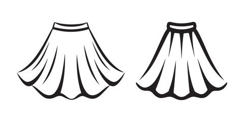 Outline Vector Illustrations of Flowing Skirt Designs for Fashion