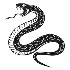 Fototapeta premium Isolated Black Silhouette of a Snake on White Background