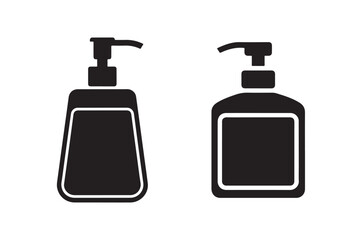 Obraz premium Collection of Black Silhouette Liquid Soap or Sanitizer Pump Bottles