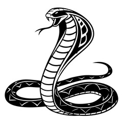 Fototapeta premium Isolated Black Silhouette of a Snake on White Background