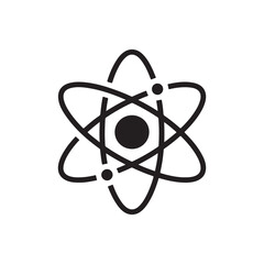 Atomic Model Black Silhouette Icon with Electrons Orbiting Nucleus
