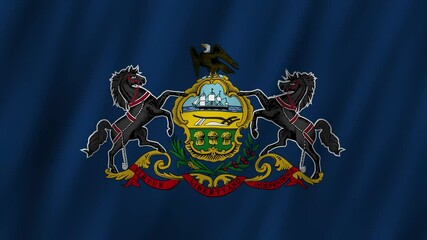 Patriotic display of Pennsylvania state flag in vibrant setting