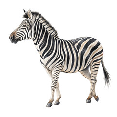 Fototapeta premium Striped Zebra African Wildlife Photography Plains Zebra Profile Isolated On Transparent Background