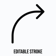 Arrow Forward Lineal Icon For User Interface, Isolated Vector Editable Stroke Icon. 