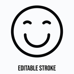 Smiley Lineal Icon For User Interface, Isolated Vector Editable Stroke Icon. 