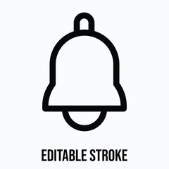 Notification Bell Lineal Icon For User Interface, Isolated Vector Editable Stroke Icon.