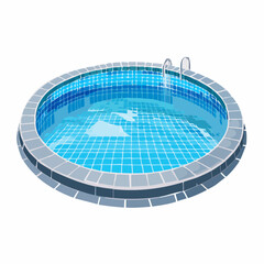 Fototapeta premium Swimming pool with clear blue water surrounded by stone tile deck