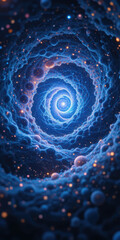 Mesmerizing infinity spiral reveals galaxy cosmic scene filled with vibrant colors and stars