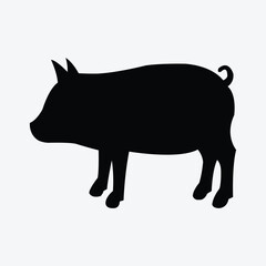 vector illustration of a black pig