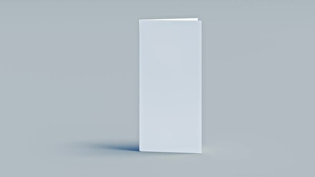 Flyer mockup with accordion fold (zigzag or leporello fold) standing on a blue background being closed and opened to showcase the folding. Loopable video