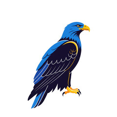 Fototapeta premium Blue and Gold Eagle Illustration - Majestic Bird of Prey Art