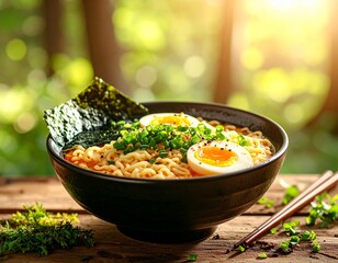 Ramen japonés en bol de cerámica