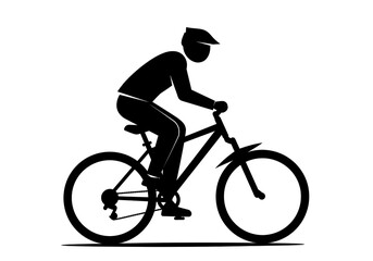 Fototapeta premium A silhouette illustration of a cyclist riding a mountain bike on a white background image art