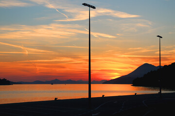 Beautiful sunset in Dubrovnik, Croatia.