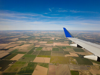 Aerial view of productive farmland in the central Valley of California near Sacramento