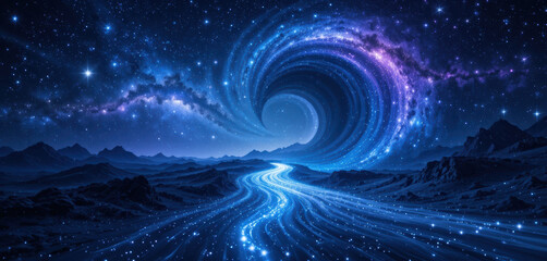 Mesmerizing galaxy spirals into infinity, revealing cosmic wonders in stunning night sky