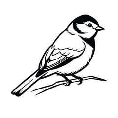 flat style eurasian blue tit on a branch vector art