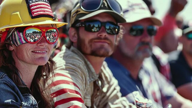 Labor Day celebration brings together various professionals in festive attire at community event, Various professions gather to celebrate Labor Day