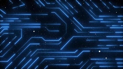 abstract technology background with neon blue lines seamless looping. - Powered by Adobe